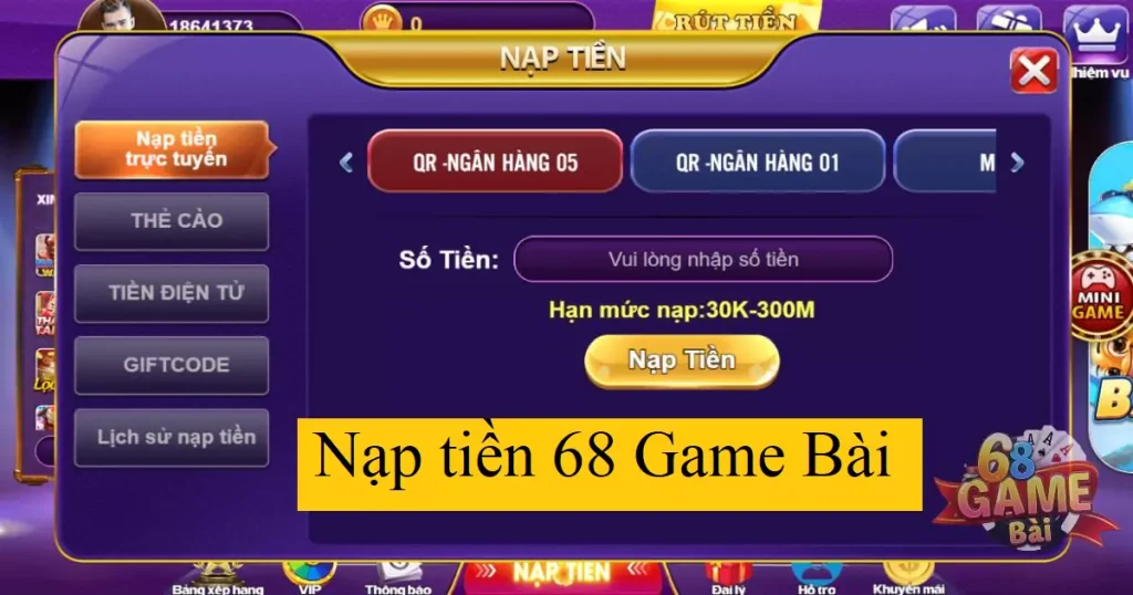 Nạp tiền 68 game bài bằng tiền điện tử